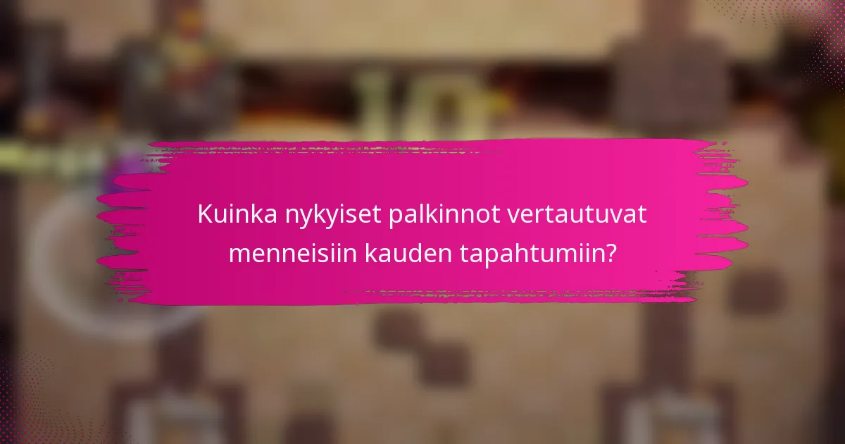 Kuinka nykyiset palkinnot vertautuvat menneisiin kauden tapahtumiin?