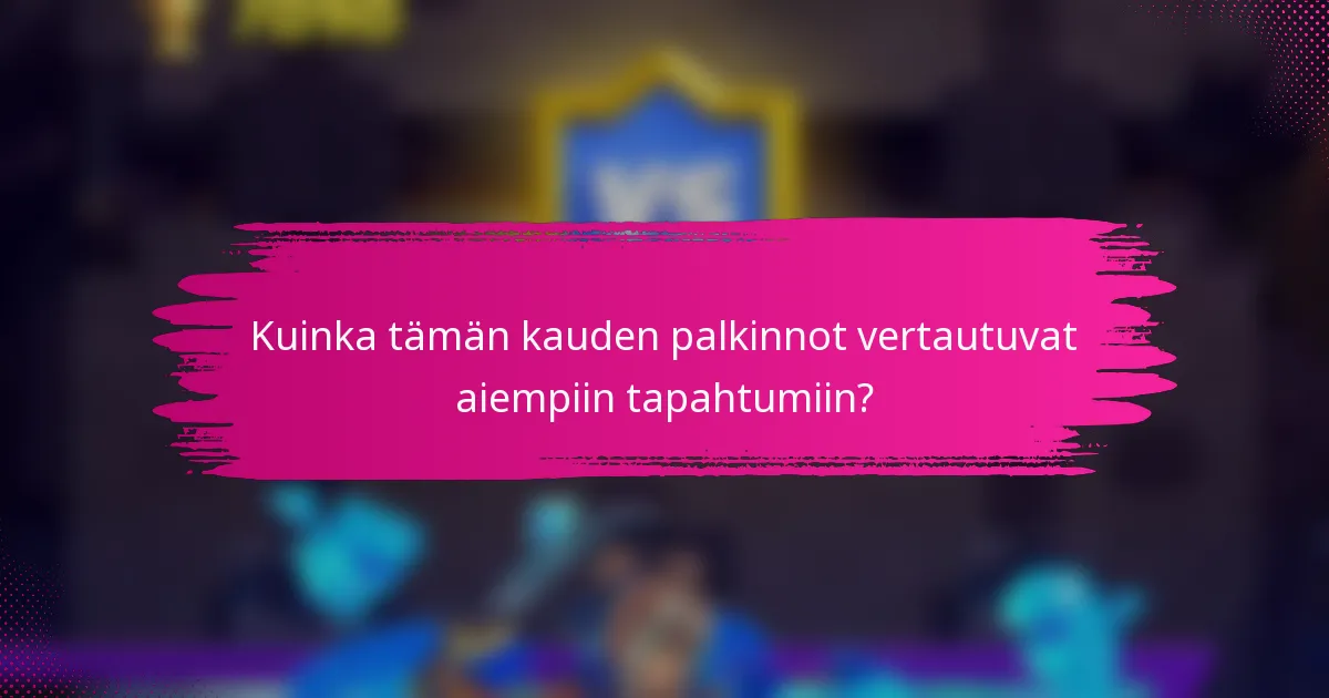 Kuinka tämän kauden palkinnot vertautuvat aiempiin tapahtumiin?